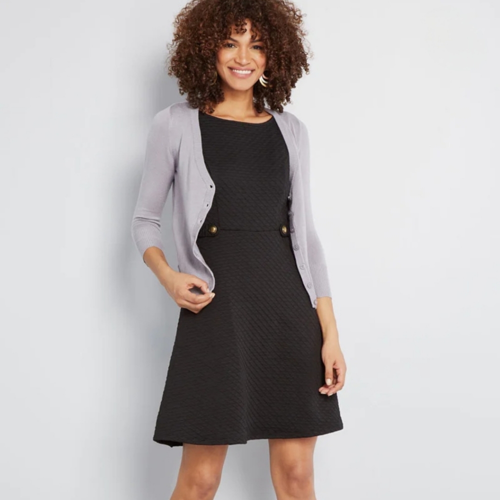 Modcloth Sixties Signature A-Line Dress Women's Size Small, Black Sleeveless